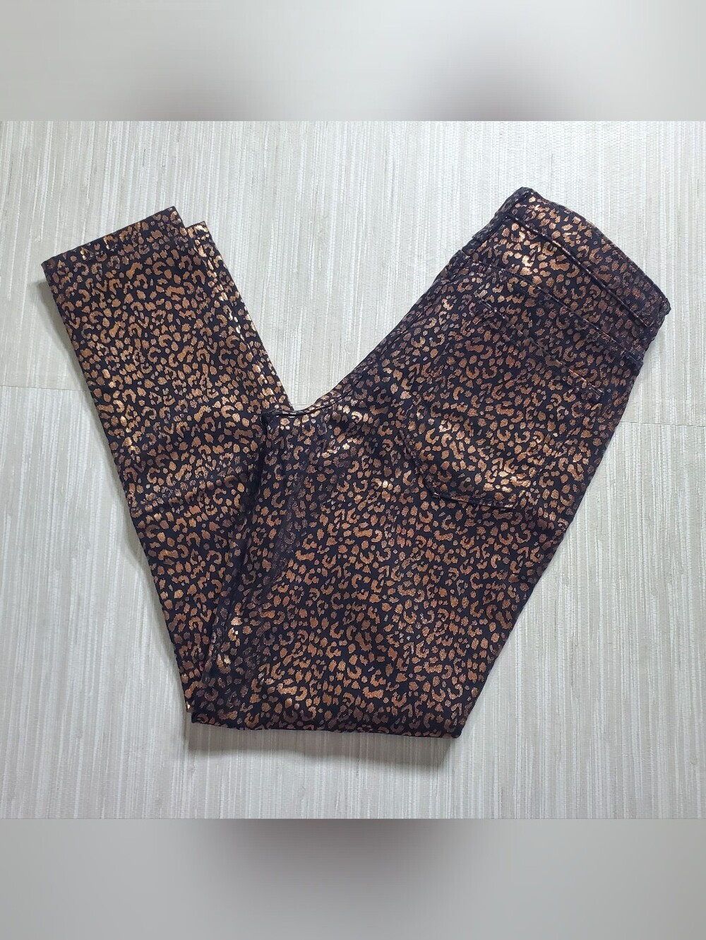 Banana Republic Mid Rise Skinny Stretch Jeans Metallic Leopard sz 29/8 NWT $129 - Picture 8 of 10